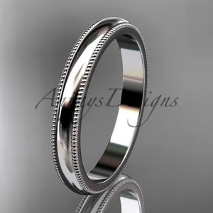 Schlichter Milgrain Gold Ehering 14K Solid Gold Milgrain Rand Klassisch Frauen Ehering Minimalistisch Ring