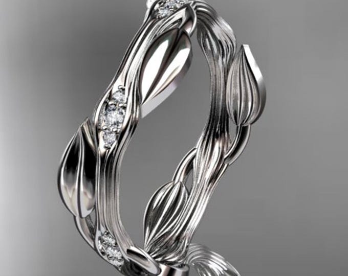 Leaf Engagement Ring Platinum Diamond leaf and vine Wedding Ring Engagement Ring