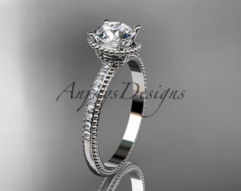 Moissanite Engagement Ring Engagement Ring 14kt white Gold Diamond Unique Engagement Ring Wedding Ring