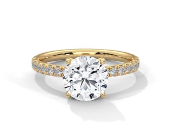 Hidden Halo Ring 2 CT Round Cut Diamond Engagement Ring Anniversary Promise Ring Solid 14k Gold