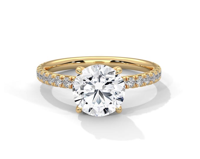 Hidden Halo Ring 2 CT Round Cut Diamond Engagement Ring Anniversary Promise Ring Solid 14k Gold