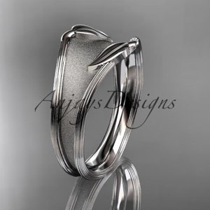 18kt Wedding Ring white Gold leaf and vine Wedding Ring nature inspired Ring Engagement Ring Wedding band