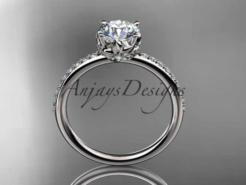 Nature inspired Ring Nature inspired Wedding Ring 14kt white Gold Diamond Floral Wedding Ring Engagement Ring image 3