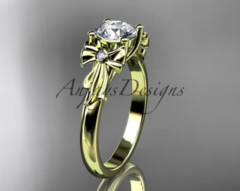 14k Yellow Gold Moissanite Engagement Ring Forever One Gemstone Bridal Wedding Ring Anniversary Gift