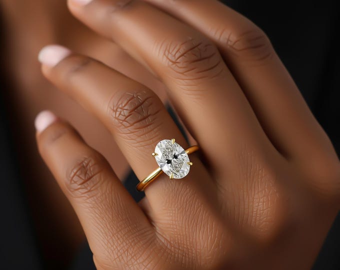 3 Carat Oval Lab Grown Diamond Solitaire Engagement Ring 14k Solid Gold IGI Certified Oval Cut Ring Proposal Ring