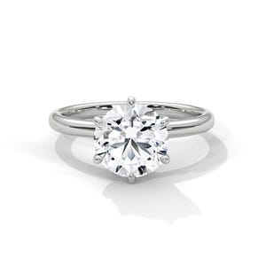2 Carat Round Cut Lab Diamond Solitaire Engagement Ring IGI Certified D VS1 6 Prong 14k White Gold Wedding Ring