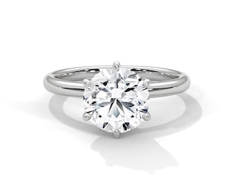 2 Carat Round Cut Lab Diamond Solitaire Engagement Ring IGI Certified D VS1 6 Prong 14k White Gold Wedding Ring