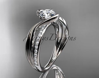 Platinum Diamond leaf and vine Wedding Ring Engagement Ring