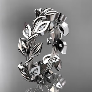 Leaf Wedding Band 14k Gold Diamond Eternity Vine Ring Lab Grown Diamond Nature Inspired Ring