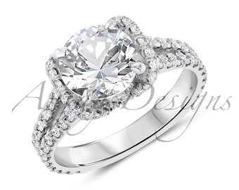 2 Carat D VS1 Round Cut Lab Grown Diamond Engagement Ring 14k White Gold