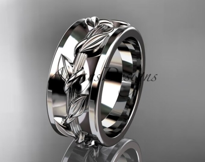 14K Leaf Vine Branch Ring Unique Wedding Band Nature Inspired Ring 14K Solid White Gold Promise Ring