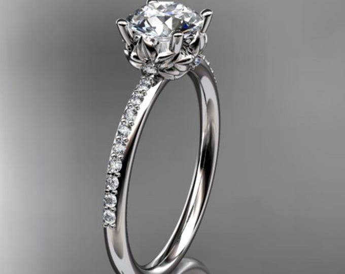 1 Carat Round Lab Grown Diamond Nature Inspired Engagement Ring Flower Diamond Ring IGI Certified