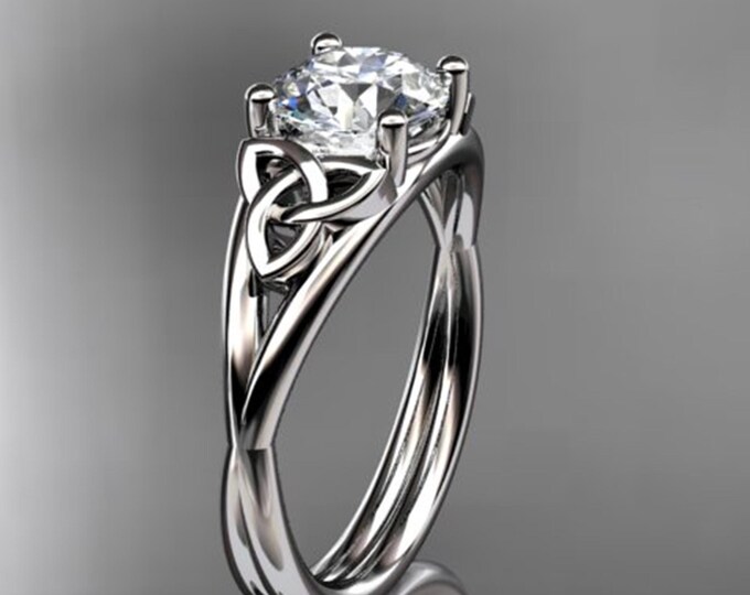 Celtic Engagement Ring in 18k Solid Gold IGI Certified Engagement Ring 4-Prong Solitaire Diamond Ring