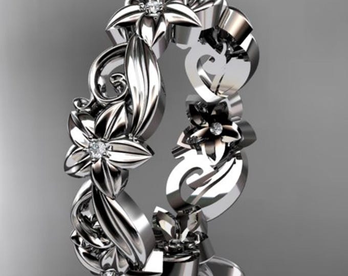 Diamond Ring Wedding Band Diamond Floral Band Flower Ring Diamond Floral Ring Unique Flower Ring Unique Wedding Band