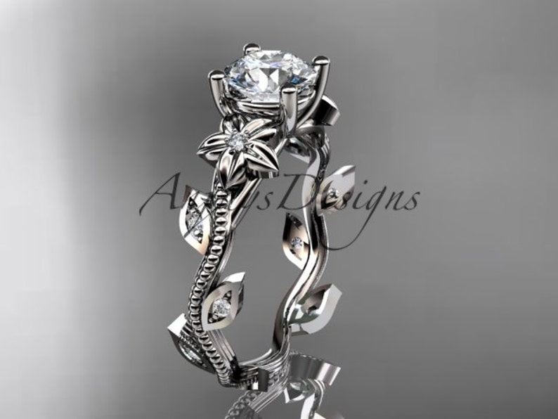 Nature Inspired Wedding Ring Unique Engagement Ring White Gold - Etsy