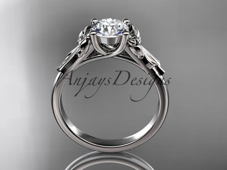 Bow bridal Ring 14kt white Gold Diamond Unique Engagement Ring Wedding Ring image 3
