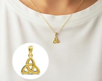 14k Gold Celtic Trinity Knot Pendant Triquetra Symbol Necklace Celtic Charm