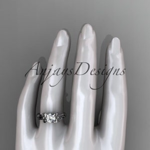 Bow bridal Ring 14kt white Gold Diamond Unique Engagement Ring Wedding Ring image 5