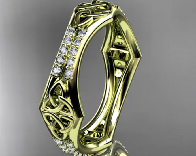 Nature inspired Ring 14k Yellow Gold Diamond leaf and vine Wedding Ring Engagement Ring