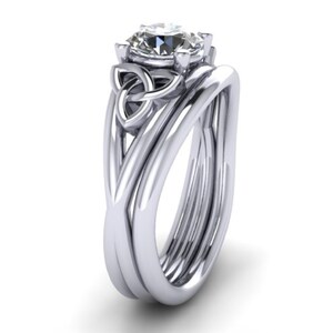 1ct lab diamond bridal set, 14k white gold, trinity knot proposal