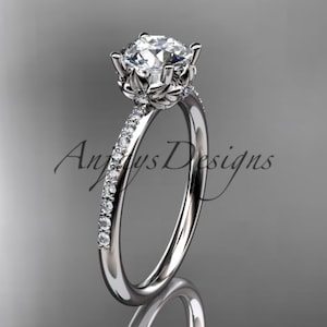 Nature inspired Ring Nature inspired Wedding Ring 14kt white Gold Diamond Floral Wedding Ring Engagement Ring image 1