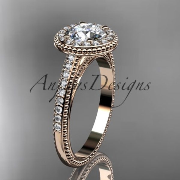 Unique Wedding Ring Engagement Ring Modern Wedding Ring Diamond Engagement Ring Wedding Bridal Ring Wedding Ring in 14k Rose Gold