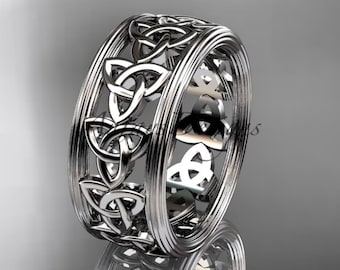 Celtic Wedding Band 14k Gold Trinity Knot Handcrafted Ring
