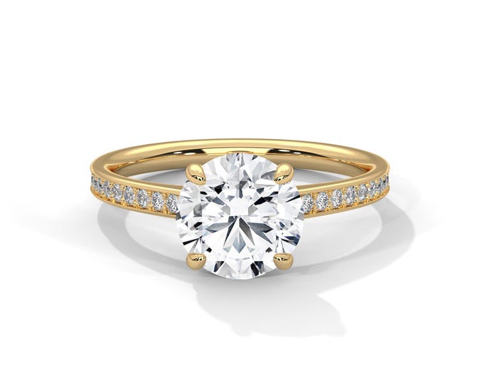 2 Carat Round Diamond Engagement Ring IGI Certified D VS1 Cut Lab Grown Diamond Claw Diamond Setting Wedding Ring 14k Yellow Gold