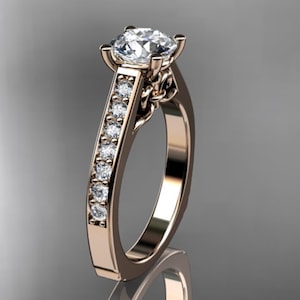 1 Carat Round Brilliant D VS1 Lab Diamond Ring 14k Rose Gold 4 Prong Ring Unique Engagement Ring IGI Certified