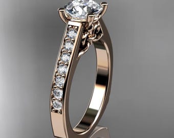 1 Carat Round Brilliant D VS1 Lab Diamond Ring 14k Rose Gold 4 Prong Ring Unique Engagement Ring IGI Certified