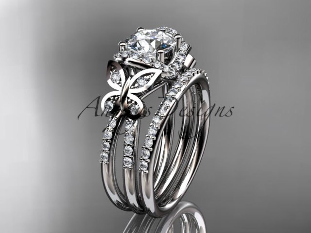 Butterfly wedding ring set deals