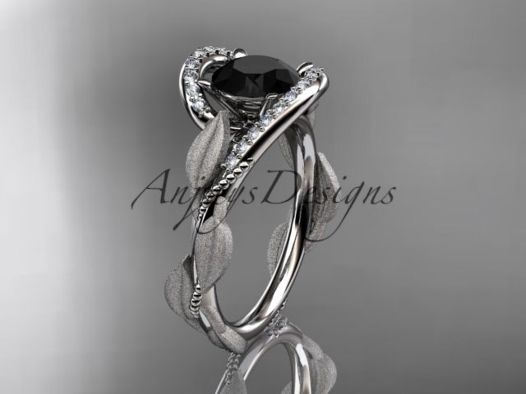 Unique Engagement Ring Nature Inspired Ring Black Diamond - Etsy