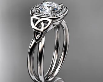 Irish Celtic Trinity Knot Engagement Ring 1 CT Lab Grown Diamond IGI Certified