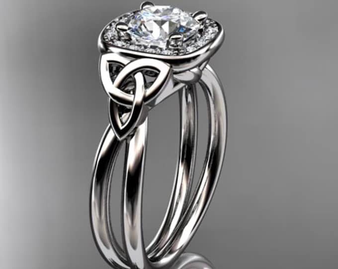 Irish Celtic Trinity Knot Engagement Ring 1 CT Lab Grown Diamond IGI Certified