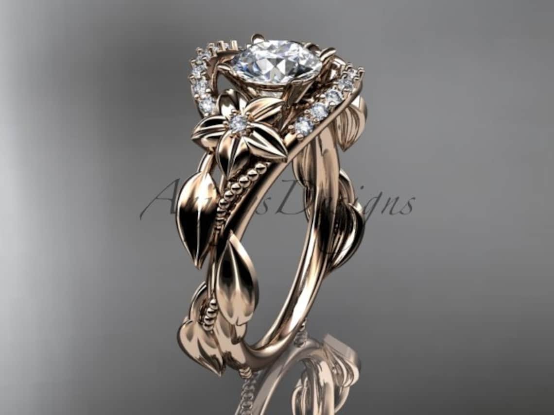 Unique Engagement Ring Nature Inspired Wedding Ring Floral - Etsy