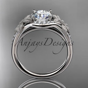 Leaf and vine Wedding Ring 14kt white Gold Diamond leaf and vine Wedding Ring Engagement Ring image 3