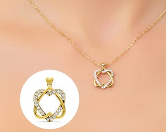 Diamond Heart Pendant 14k Yellow Gold Necklace Lab Grown Diamond Minimalist Jewelry