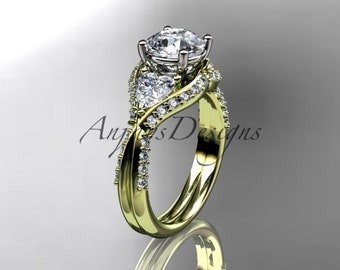 White Sapphire 14k Yellow Gold Engagement Rings Heart Cut Moissanite Shape Anniversary Ring Wedding Gift