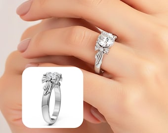 Unique Diamond Engagement Ring 2 Carat Diamond Bow Tie Wedding Ring Lab Grown Diamond Minimalist Ring