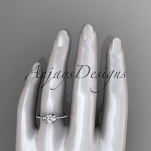 Nature inspired Ring Nature inspired Wedding Ring 14kt white Gold Diamond Floral Wedding Ring Engagement Ring image 5