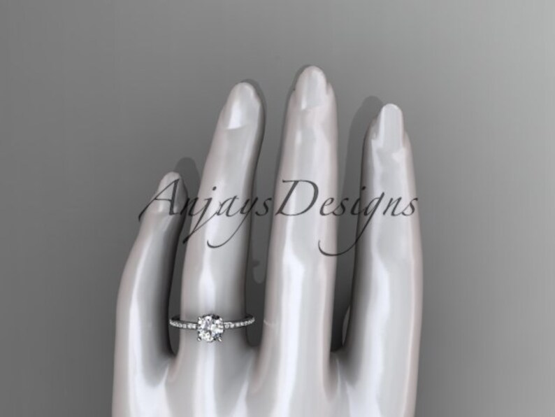 Nature inspired Ring Nature inspired Wedding Ring 14kt white Gold Diamond Floral Wedding Ring Engagement Ring image 5