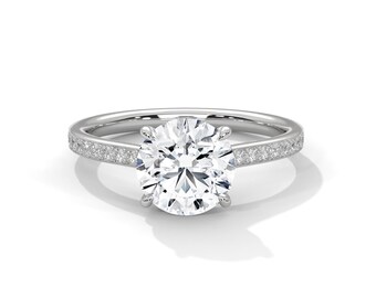 2 CT Round Diamond Platinum Engagement Ring IGI Certified D VS1 Lab Grown Diamond Claw Prong Setting Wedding Ring