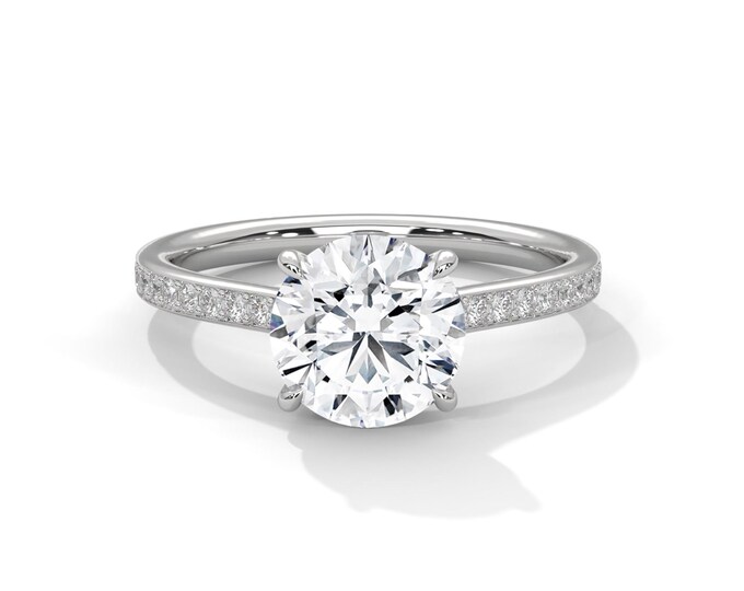 2 CT Round Diamond Platinum Engagement Ring IGI Certified D VS1 Lab Grown Diamond Claw Prong Setting Wedding Ring