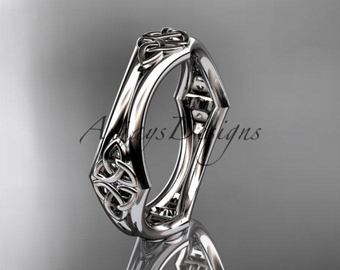 Celtic Ring Eternity Wedding Ring 14k White Gold Celtic Trinity Knot Wedding Band