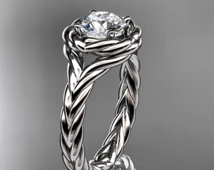1 Carat D VS1 Lab Grown Diamond Engagement Ring Twisted Rope Ring 14k White Gold Braided Proposal Ring IGI Certified