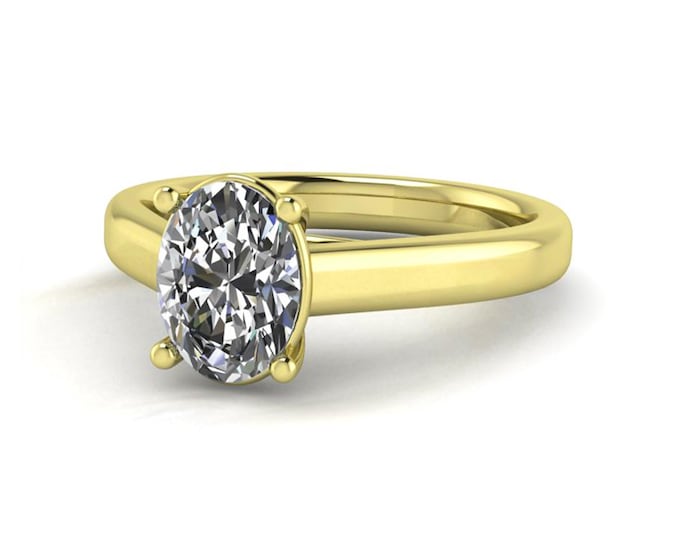 1 Carat Oval Lab Grown Diamond Ring Dainty Engagement Ring 14k Gold Elongated Oval Diamond Ring Cathedral Setting
