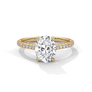 2 Carat Oval Lab Grown E VS1 Diamond Ring 2 CT Oval Diamond Engagement Ring 14k Gold Elongated Oval Diamond Ring