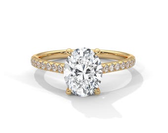2 Carat Oval Lab Grown E VS1 Diamond Ring 2 CT Oval Diamond Engagement Ring 14k Gold Elongated Oval Diamond Ring