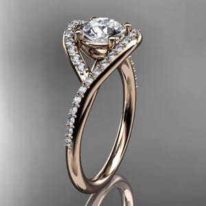 1 CT Lab Grown Diamond Ring Dainty Engagement Ring 14k Rose Gold Lab Diamond Engagement Ring