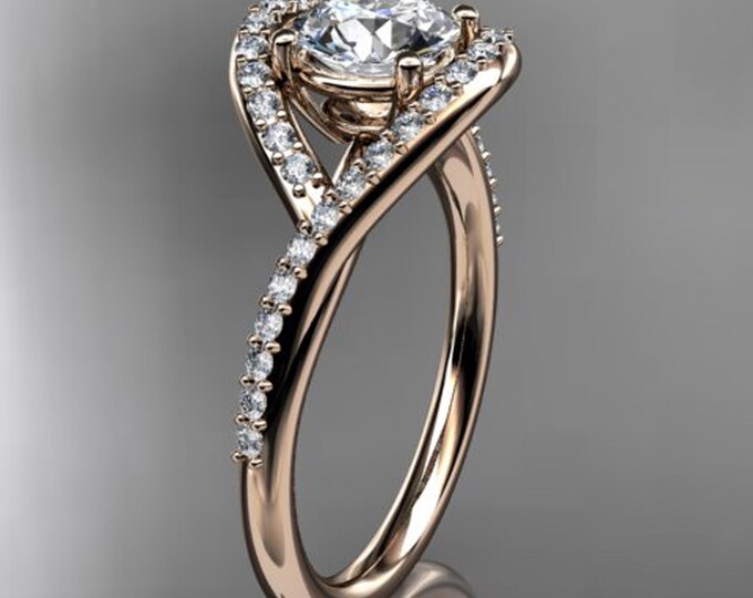 1 CT Lab Grown Diamond Ring Dainty Engagement Ring 14k Rose Gold Lab Diamond Engagement Ring